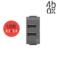 PRESA USB 2.4 per BTICINO AXOLUTE ANTRACITE 4BOX