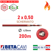 Cavo FIRE PH120 EN50200 2x0,5 200mt  SCHERMATO           Cca