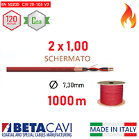 Cavo FIRE PH120 EN50200 2x1,00 1000mt  SCHERMATO         Cca