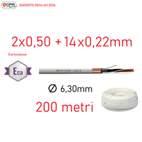 SICE214 Cavo allarme Eca 2x0,50+14x0,22+T+S PVC bianco 200 m