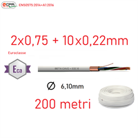 SICE310 Cavo allarme Eca 2x0,75+10x0,22+T+S PVC bianco 200m