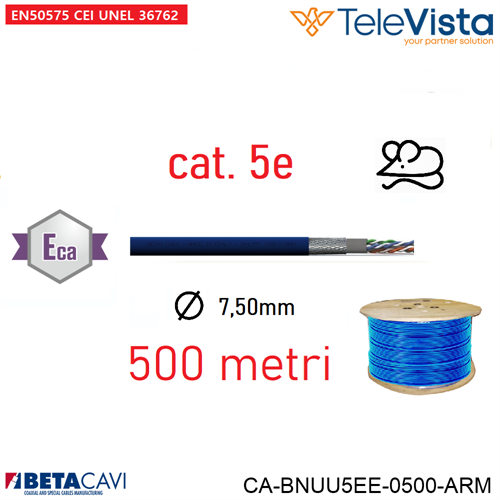 BNUU5EE-ARM CABLE UTP Cat5e 4x2 23AWG LSZH BLU  500m     Eca