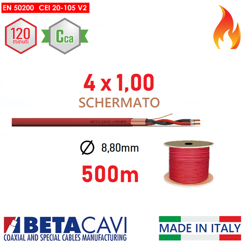 Cavo FIRE PH120 EN50200 4x1,00  500mt  SCHERMATO         Cca