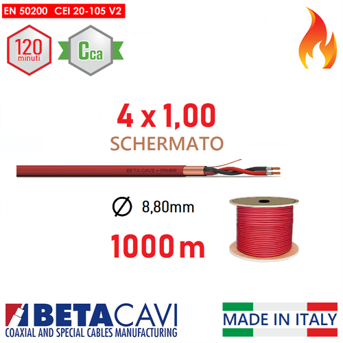 Cavo FIRE PH120 EN50200 4x1,00 1000mt  SCHERMATO         Cca