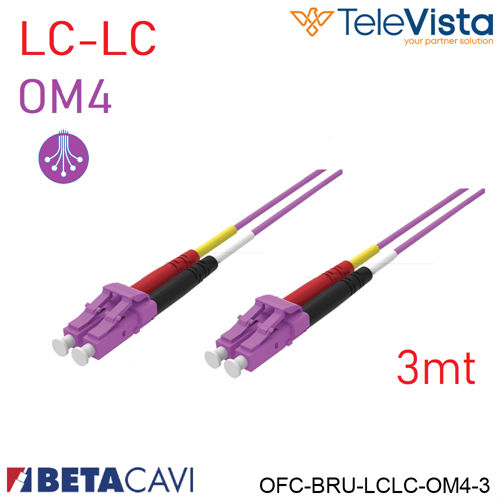 Cavo fibra ottica OM4 Multimodale LC-LC  3 metri