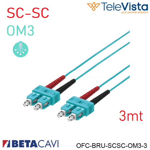 Cavo fibra ottica OM3 Multimodale SC-SC  3 metri