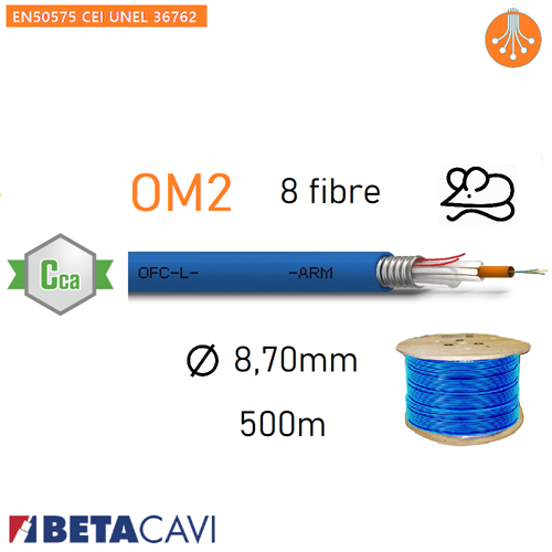 Fibra Ottica MultiModale OM2  8 fibre Armato Cca WR 500m