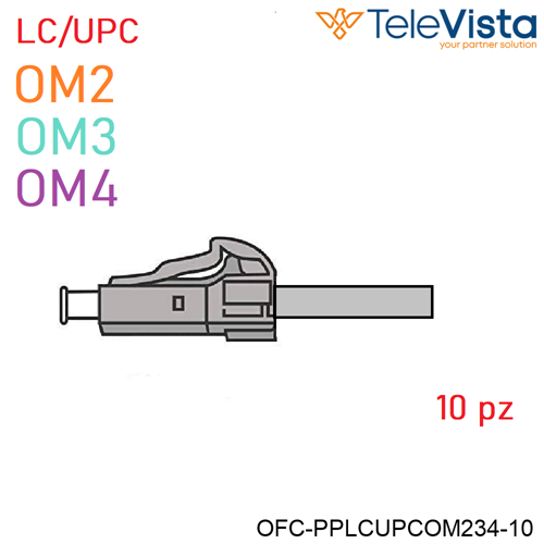 KIT 10 PZ CONNETTORE OM2/OM3/OM4 PRELAPPATO LC/UPC cavo 3mm