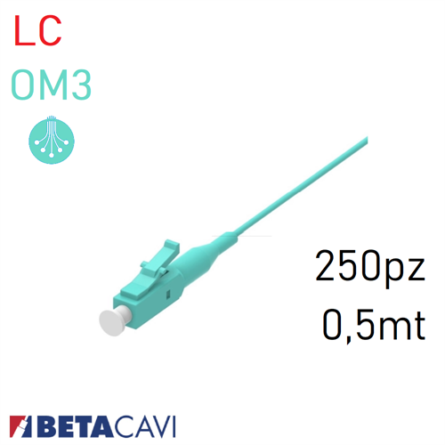 kit 250pz PIGTAIL in fibra ottica LC/UPC OM3 0,5 metri