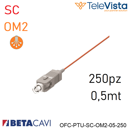 kit 250pz PIGTAIL in fibra ottica SC/UPC OM2 0,5 metri