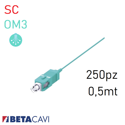 kit 250pz PIGTAIL in fibra ottica SC/UPC OM3 0,5 metri