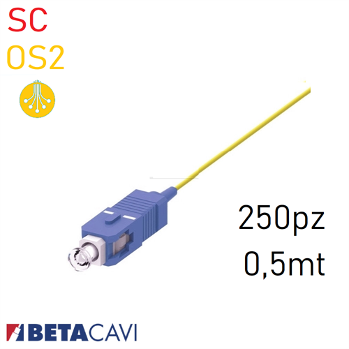 kit 250pz PIGTAIL in fibra ottica SC/UPC OS2 0,5 metri