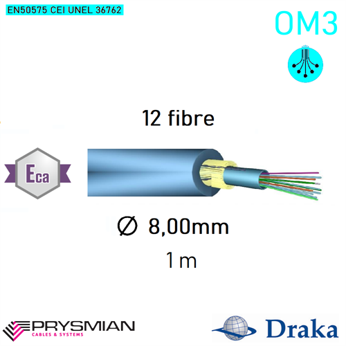 Fibra Ottica OM3 - 12 fibre DIEL.INT/EST. ECA BLU
