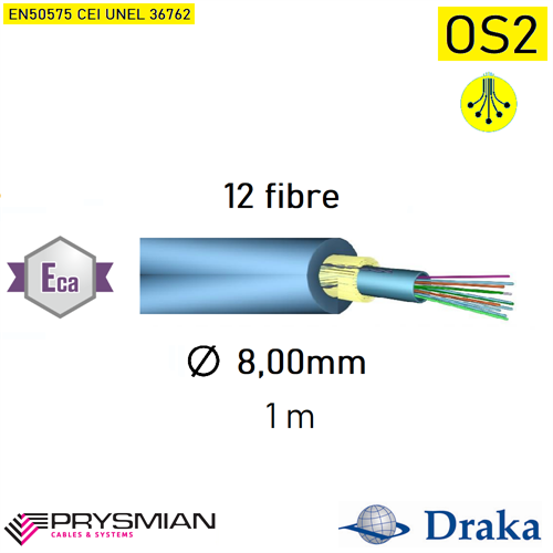 Fibra Ottica OS2 - 12 fibre Eca LSZH BLU - PRYSMIAN