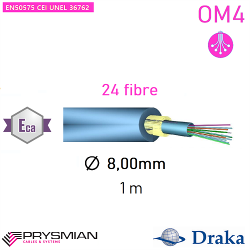Fibra Ottica OM4 - 24 fibre DIEL.INT/EST. ECA BLU