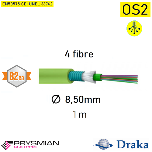 Fibra Ottica OS2 - 4 fibre B2ca acciaio - PRYSMIAN 1MT