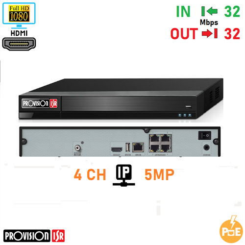 NVR5-4100PX+(MM)  NVR 4CH PoE 100fps 5MP HDMI 1080p     b05