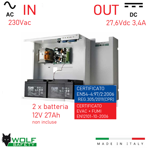 Box Alim. 27V 3,4A EN54-4 (2batt 7 / 18 / 27Ah) W-UC-2740ENC
