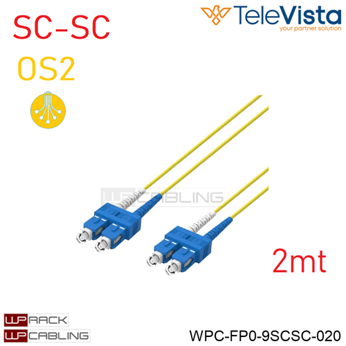 Cavo fibra ottica OS1/2 Monomodale Duplex SC-SC  2 metri