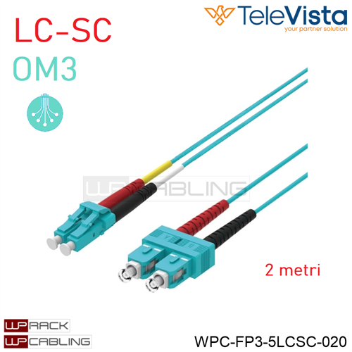 Cavo fibra ottica OM3 Duplex LC-SC  2 metri