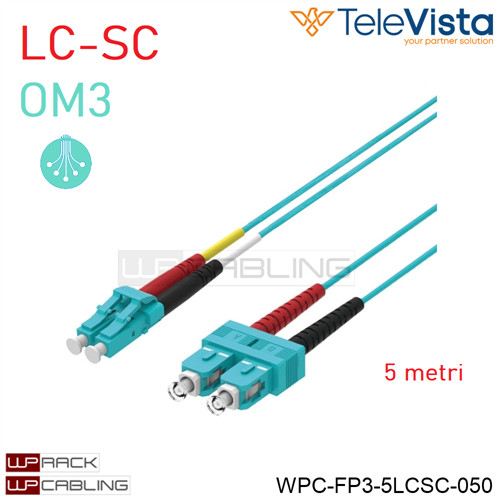 Cavo fibra ottica OM3 Duplex LC-SC  5 metri