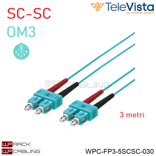 Cavo fibra ottica OM3 Duplex SC-SC  3 metri