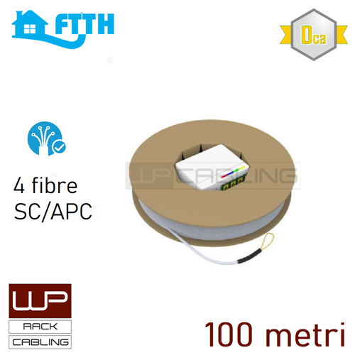 STOA preterminato SC/APC cavo ottico 4 fibre da 100m CPR Dca