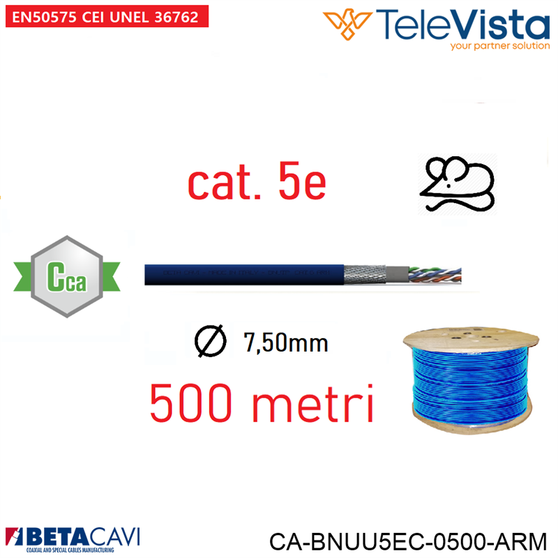 BNUU5EC-ARM CABLE UTP Cat5e 4x2 23AWG LSZH BLU  500m     Cca