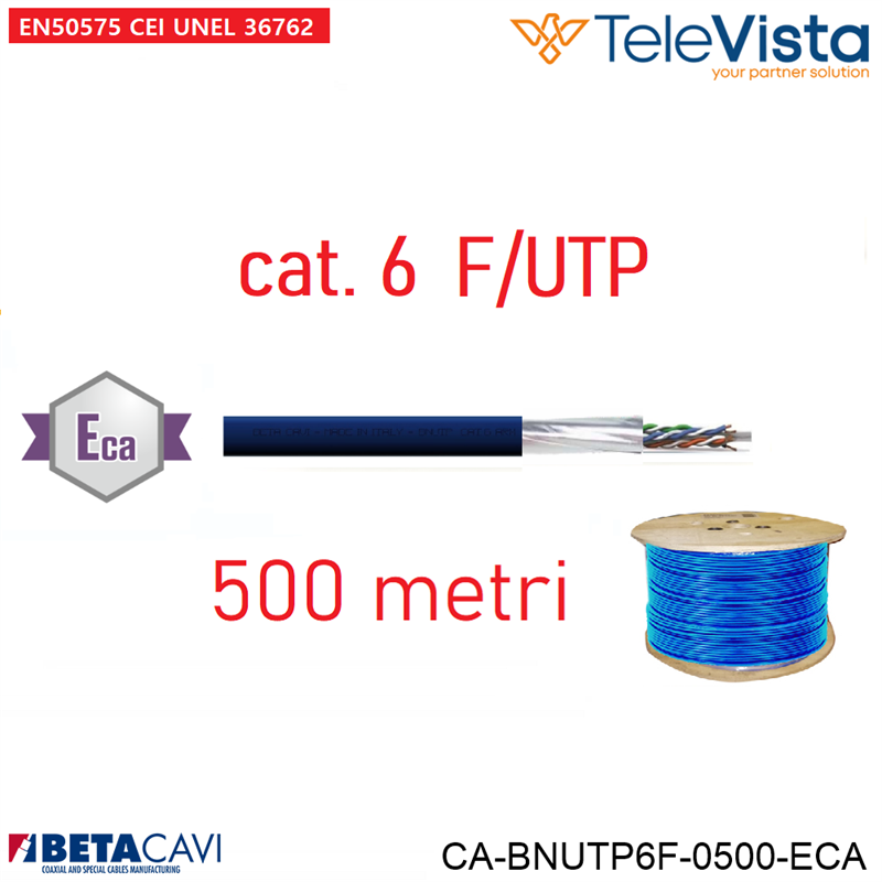 BNFU6-E   CAVO F/UTP Cat6 4x2 24AWG LSZH BLU  500m       ECA