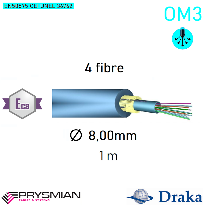 Fibra Ottica OM3 - 4 fibre DIEL.INT/EST. ECA BLU
